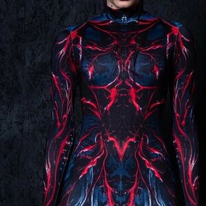 Women's Black and Red Bodysuit